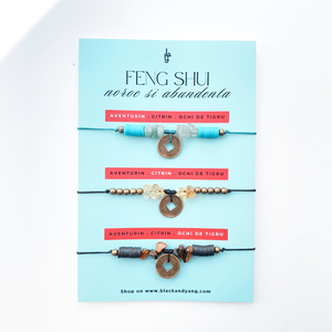 SET BRATARI MONEDA CHINEZEASCA FENG SHUI CU CITRIN, AVENTURIN SI OCHI DE TIGRU - NOROC SI ABUNDENTA - Artynos.ro