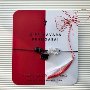 Bratara martisor cu onix si cuart transparent - pisica - Artynos.ro