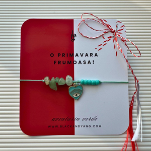 Bratara martisor cu aventurin verde si evil eye - Artynos.ro