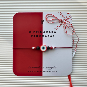 Bratara martisor cu turmalina neagra si evil eye - Artynos.ro