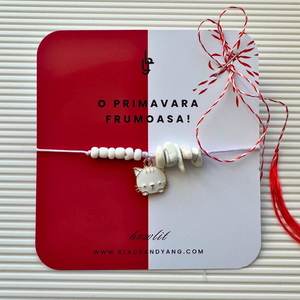 Bratara martisor cu howlit si pandantiv pisica - Artynos.ro