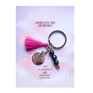 Breloc pentru noroc si prosperitate cu mesaj Live laugh love si jad verde, Geantă și husă, Accesorii genți, Breloc, Confecționarea bijuteriilor, ARTYNOS