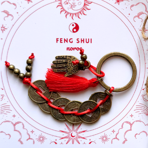 Mini set Feng Shui cu monede chinezesti, hamsa, palo santo si cristale - noroc - casă & stil de viață - set de cadou - Artynos.ro