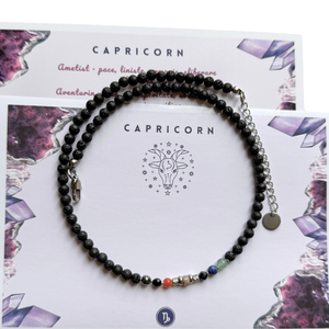 Colier la baza gatului cu 7 cristale si lava vulcanica pentru zodia Capricorn, Bijuterii, Coliere, Coliere cu mărgele, Confecționarea bijuteriilor, ARTYNOS