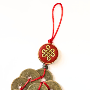 Talisman / amuleta Feng Shui cu 9 monede chinezesti si citrin brut - noroc, abundenta si succes - casă & stil de viață - accesorii pentru decorat casa - decorațiuni de geam și decorațiuni de ușă  - decor ferestre și autocolant pentru geam - Artynos.ro