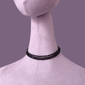 Colier / choker triplu multisir la baza gatului din turmalina neagra - Artynos.ro