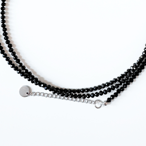 Colier / choker triplu multisir la baza gatului din turmalina neagra - bijuterii - coliere - coliere cu multiple șiruri - Artynos.ro