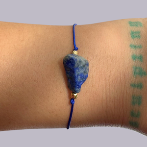 Bratara reglabila lapis lazuli cristal brut - intuitie si dezvoltare - bijuterii - brățări - brățară charm - Artynos.ro