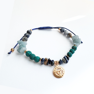 Bratara chakra Vishuddha (chakra gatului) cu acvamarin, sodalit, lapis lazuli si lava vulcanica - Comunicare si exprimar, Bijuterii, Bratari, Bratara cu margele, Confectionarea bijuteriilor, ARTYNOS