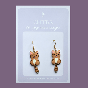 Cercei aurii cu pisici - Brown - Artynos.ro