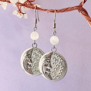 Cercei argintii cu selenit - Moon - bijuterii - cercei - cercei din pietre semiprețioase - Artynos.ro