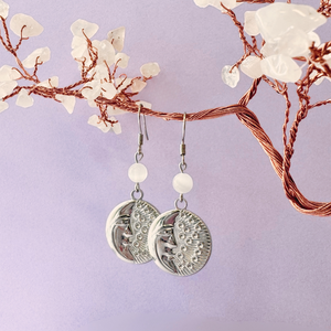 Cercei argintii cu selenit - Moon, Bijuterii, Cercei, Cercei din pietre semipretioase, Confectionarea bijuteriilor, ARTYNOS