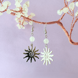 Cercei argintii cu cuart roz - Soare, Bijuterii, Cercei, Cercei din pietre semipretioase, Confectionarea bijuteriilor, ARTYNOS