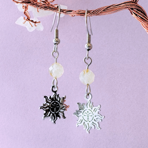 Cercei argintii cu citrin - Soare - bijuterii - cercei - cercei din pietre semiprețioase - Artynos.ro