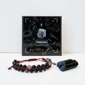 Set barbati cadou bratara si cristal brut - Turmalina neagra - Artynos.ro
