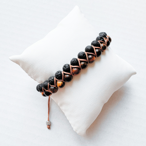 Set barbati cadou bratara si cristal brut - Ochi de tigru - bijuterii - brățări - brățări din mărgele - Artynos.ro