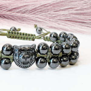 Bratara barbati dubla cu hematit si pandativ tigru - protectie energetica - bijuterii - brățări - brățări din mărgele - Artynos.ro