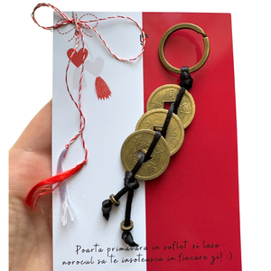 Martisor - breloc Feng Shui cu monede chinezesti - negru - Artynos.ro