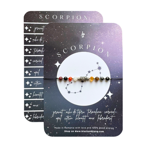 Bratara reglabila argintie Zodia Scorpion din 9 cristale naturale si otel inoxidabil , Bijuterii, Bratari, Bratari din pietre semipretioase, Confectionarea bijuteriilor, ARTYNOS