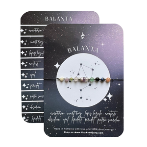 Bratara reglabila argintie Zodia Balanta din 9 cristale naturale si otel inoxidabil - Artynos.ro