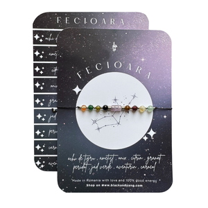 Bratara reglabila argintie Zodia Fecioara din 9 cristale naturale si otel inoxidabil - Artynos.ro