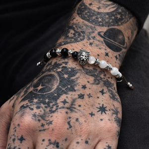 Bratara barbati cu turmalina neagra si selenit - protectie energetica - Artynos.ro