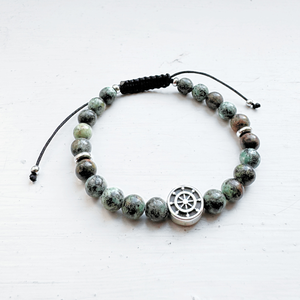 Bratara barbati din turcoaz natural cu pandativ ancora - bijuterii - brățări - brățări din pietre semiprețioase - Artynos.ro