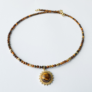 Colier auriu la baza gatului din ochi de tigru - Succes - bijuterii - coliere - coliere din pietre semiprețioase - Artynos.ro