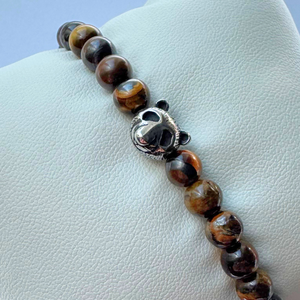 Bratara barbati din otel inoxidabil cu ochi de tigru si pandativ urs - Succes - Artynos.ro