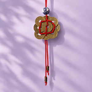 Talisman Feng Shui cu 9 monede chinezesti si margea ceramica - Artynos.ro