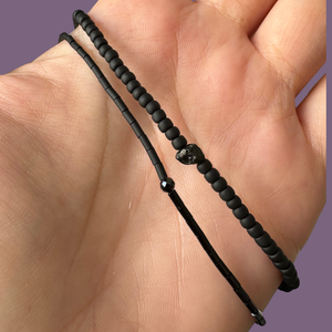 Bratara fina neagra din ceramica cu turmalina neagra, cristal fatetat - Protectie - bijuterii - brățări - brățări din pietre semiprețioase - Artynos.ro