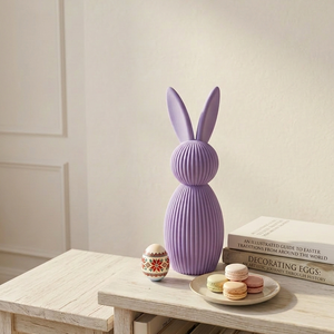 Figurina decorativa iepuras, print 3D, mov, design modern texturat, decor Paste, stil minimalist, ornament casa living - Artynos.ro