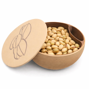 Bol pentru fistic si seminte, 17 cm, crem/maro, cu compartiment pentru coji - Artynos.ro