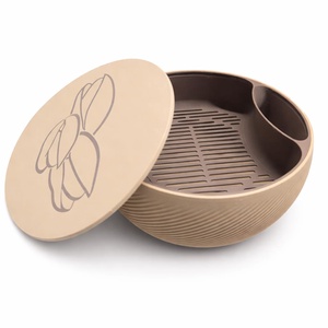 Bol pentru fistic și semințe, 17 cm, crem/maro, cu compartiment pentru coji - casă & stil de viață - decorațiuni de casă - decorațiuni de masă și rafturi - boluri decorative - Artynos.ro