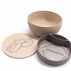 Bol pentru fistic și semințe, 17 cm, crem/maro, cu compartiment pentru coji - casă & stil de viață - decorațiuni de casă - decorațiuni de masă și rafturi - boluri decorative - Artynos.ro