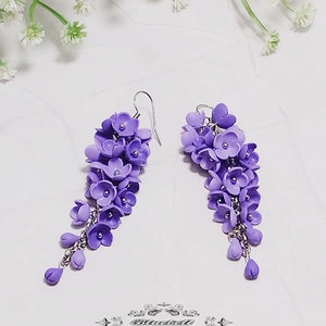 Cercei lungi cu flori de liliac - bijuterii - cercei - cercei agățați - Artynos.ro