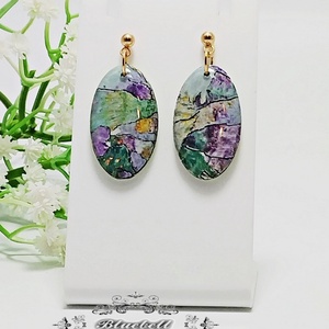 Cercei ovali cu rășină - bijuterii - cercei - cercei din rășină - Artynos.ro