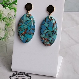 Cercei ovali cu rasina, Bijuterii, Cercei, Cercei din rasina, Confectionarea bijuteriilor, Lucrare cu argila, ARTYNOS