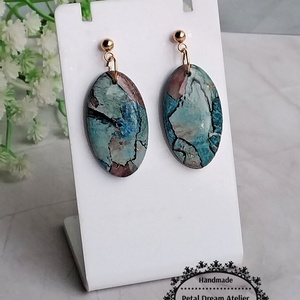 Cercei ovali cu rășină - bijuterii - cercei - cercei din rășină - Artynos.ro