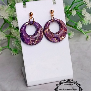 Cercei rotunzi cu rășină - bijuterii - cercei - cercei din rășină - Artynos.ro