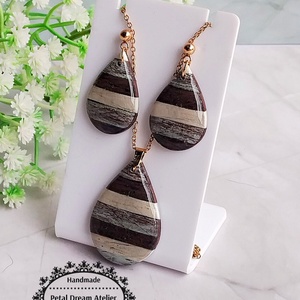 Set din lut polimeric și rășină - bijuterii - cercei - cercei din rășină - Artynos.ro