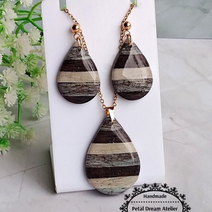 Set din lut polimeric și rășină - bijuterii - cercei - cercei din rășină - Artynos.ro