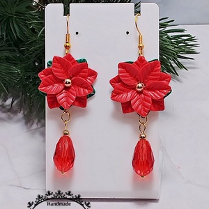 Cercei lungi cu craciunite rosii, Bijuterii, Cercei, Cercei cu figurine, Confectionarea bijuteriilor, Lucrare cu argila, ARTYNOS