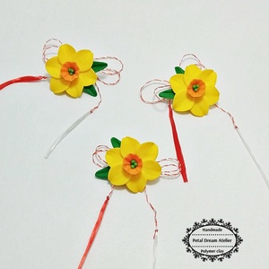 Broșă narcisă galbenă - bijuterii - mărțișor - Artynos.ro