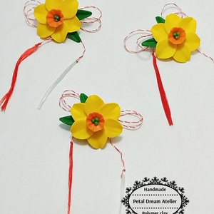 Broșă narcisă galbenă - bijuterii - mărțișor - Artynos.ro