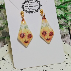 Cercei cu floarea-soarelui, Bijuterii, Cercei, Cercei cu figurine, Confectionarea bijuteriilor, Lucrare cu argila, ARTYNOS