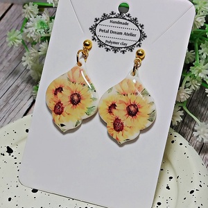 Cercei cu floarea-soarelui, Bijuterii, Cercei, Cercei cu figurine, Confectionarea bijuteriilor, Lucrare cu argila, ARTYNOS