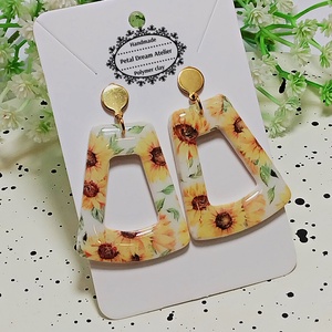 Cercei cu floarea-soarelui, Bijuterii, Cercei, Cercei cu figurine, Confectionarea bijuteriilor, Lucrare cu argila, ARTYNOS