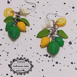 Cercei cu lamai si lime, Bijuterii, Cercei, Cercei cu figurine, Confectionarea bijuteriilor, Lucrare cu argila, ARTYNOS
