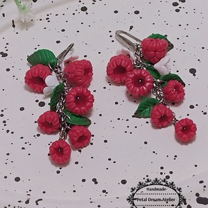Cercei lungi cu zmeura, Bijuterii, Cercei, Cercei cu figurine, Confectionarea bijuteriilor, Lucrare cu argila, ARTYNOS